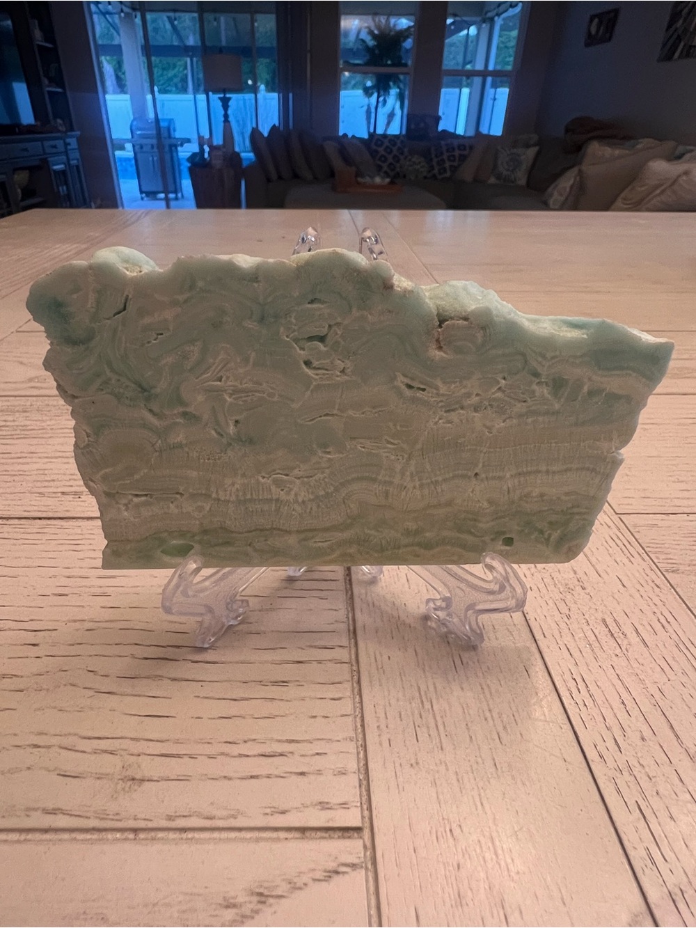Large Caribbean Calcite Slab Decorative Display with Stand